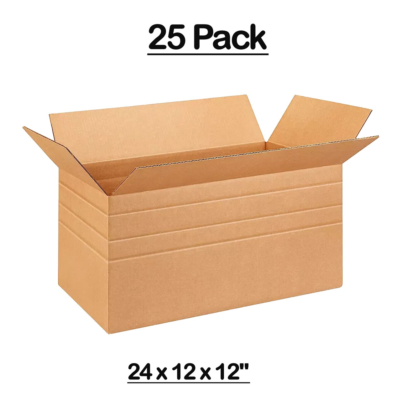 25 Pack Multi Depth Corrugated Shipping Boxes for Packing Mailing and Storage 24 12 x 12 inch